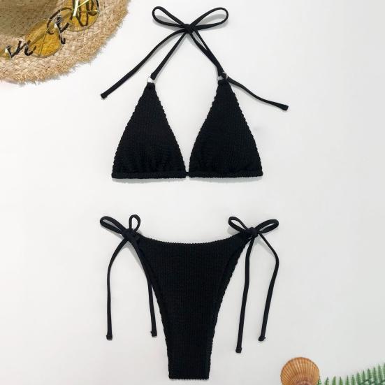 2 шт./компл. женский комплект бикини, однотонный, с бретелькой на шее, с несколькими бретелями, трехточечный