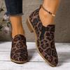 Большой размер одинарная обувь новый леопардовый принт светлый вырез женская обувь низкий каблук обувь для бабушки острый носок толстый каблук мода