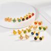 Birthstone Stud Earring for Women,18k Gold Plated Stainless Steel Cat Eye Stone Flat Back, Dainty Everyday Jewelry