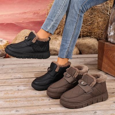 Женские зимние теплые сноубутсы, нескользящие, водонепроницаемые ботильоны на щиколотке с подкладкой из искусственного меха для женщин, удобные короткие ботинки, обувь для прогулок и тренировок на открытом воздухе