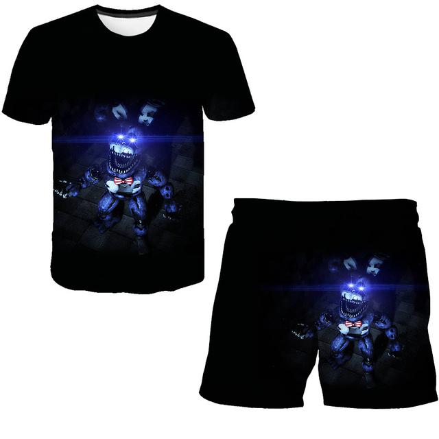 Summer Five Night At Freddy Clothing Suits 3D Printing Birthday Party Gifts Clothes Sets Boys Girls FNAF Cartoon Casual Outfits