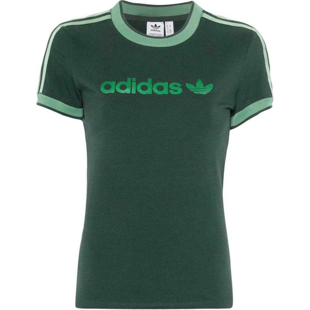 Adidas Originals Logo Three Stripes Round Neck Letter Short Sleeve T-Shirt Women T-Shirts Light-Green JJ1504