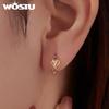 WOSTU Two Tone Gold 925 Sterling Silver Gold Heart Huggies Earrings For Women Lovely Ear Hoops Fine Jewelry Gift