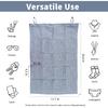 100% Linen Hanging Storage Bag with 20 Pockets, Wall Hang Over The Door Closet Organizer for Socks Underpants, Blue