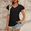 Женская модная однотонная футболка с короткими рукавами и V-образным вырезом