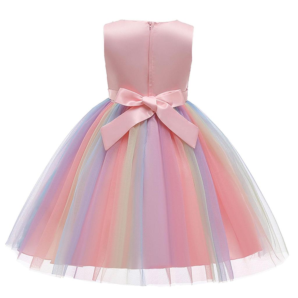 Детское торжественное платье, цельный сарафан без рукавов с круглым воротником и блестками на лето, 3-10 лет