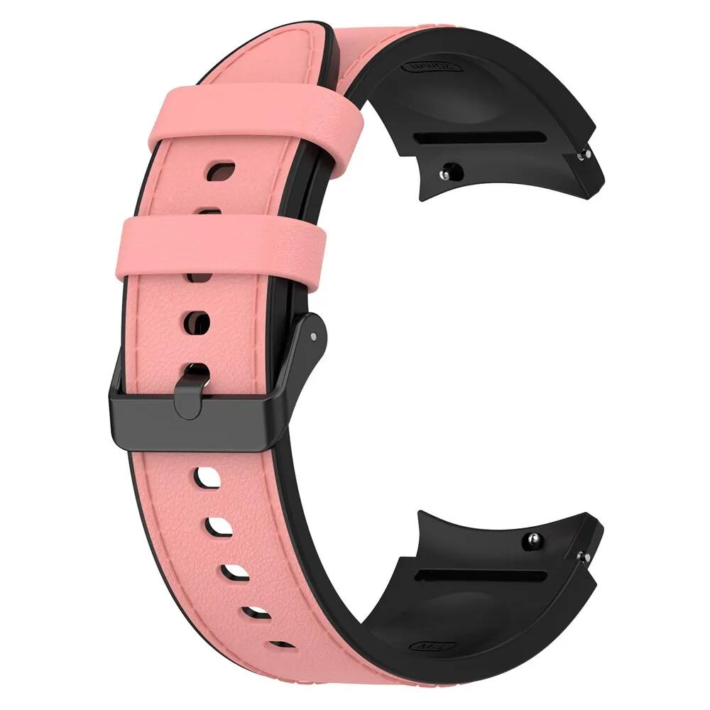 Силиконовый + кожаный ремешок для Samsung Galaxy Watch 6 5 Pro 40 мм 44 мм ремешок для часов 6 4 Classic 47 43 мм 46 мм Сменный браслет Correa