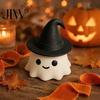 Holiday Surprises for Friends Halloween Ghost Ornament, with Wizard Hat, 3D Printed Cute Figurines, Ornaments Home Decor Compact Matte Desktop