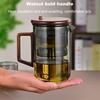 550/750ml Tea Infuser Pot with Wooden Handle Teapot Borosilicate Glass Teapot Water Separation