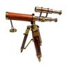 Marine Telescope Double Barrel Nautical Spotting Scope with Wooden Tripod Stand