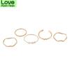 5pc /Set New Trend Temperament Pearl Ring Female Retro Design Fashion Personalized Ring Ins Hand Formal Elegant Jewelry For Women