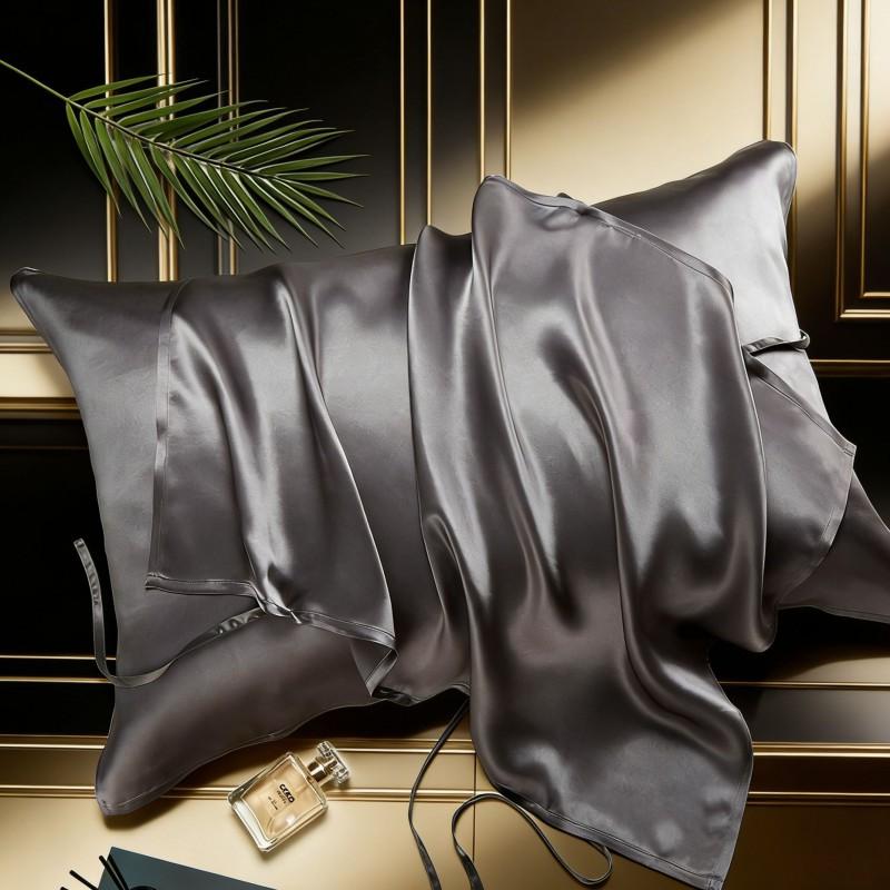 40 Momme 100% Pure Mulberry Silk Pillowcase With Adjustable Ties Solid Color Luxury Sleep Skincare Pillow Cover