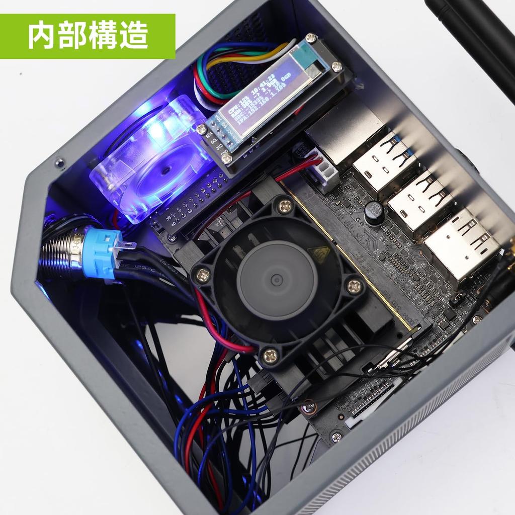 Yahboom Case Jetson Nano Orin NX Xavier NX Heat Dissipation Metal Mini PC Case with Cooling Fan Antenna RGB Light OLED Screen OLED Screen display data