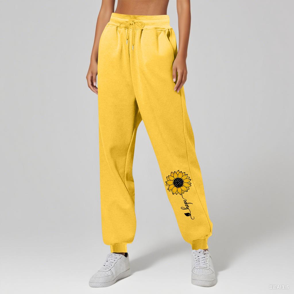 Ladies' Printed Unisex Casual Pocket Drawstring Pants