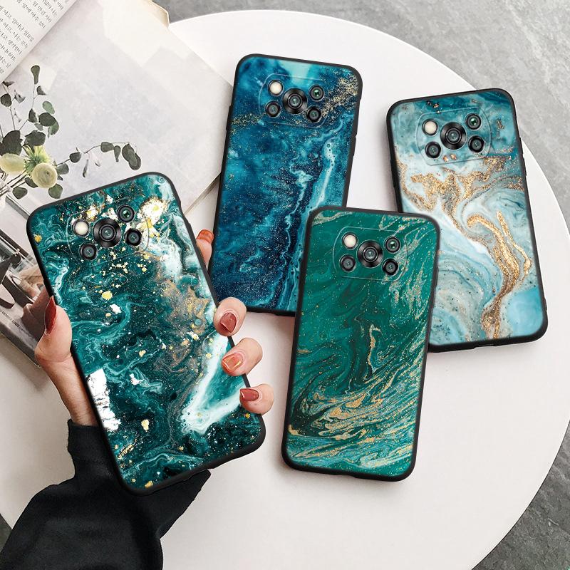 Чехол Poco X3 Pro Pocox3 NFC Роскошный Блестящий Золотая Фольга Океанский Мрамор Силиконовый Мягкий Чехол для Телефона для Xiaomi Poco X3 X5 X6 Pro