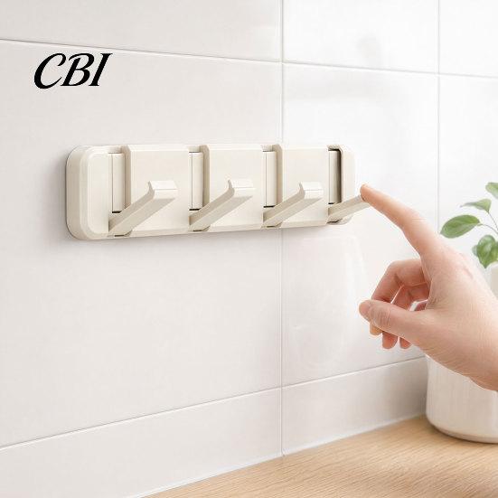 Over Door Hook Rack The Hanger Hooks, Foldable No Drilling Adhesive Coat Rack, Space Saving Hooks Organizer, for Coats Bags Towels Scarves Keys Self