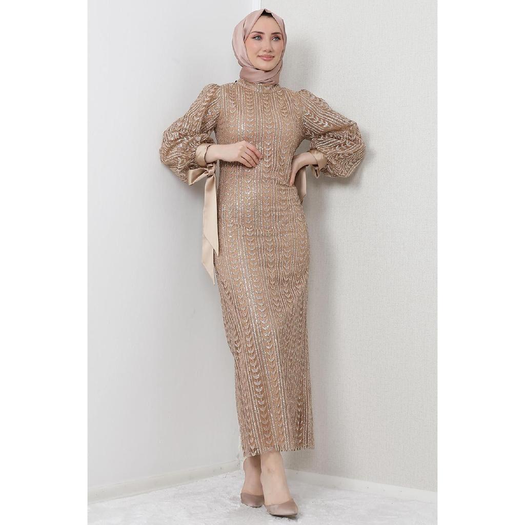 Nci Hijab Evening Dress Gold