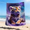 1pc Tiger Cub Fantasy Throw Blanket Polyester Fiber, Lightweight Flannel, Soft & Warm, All Season Use for Outdoor, Camping Digital Print