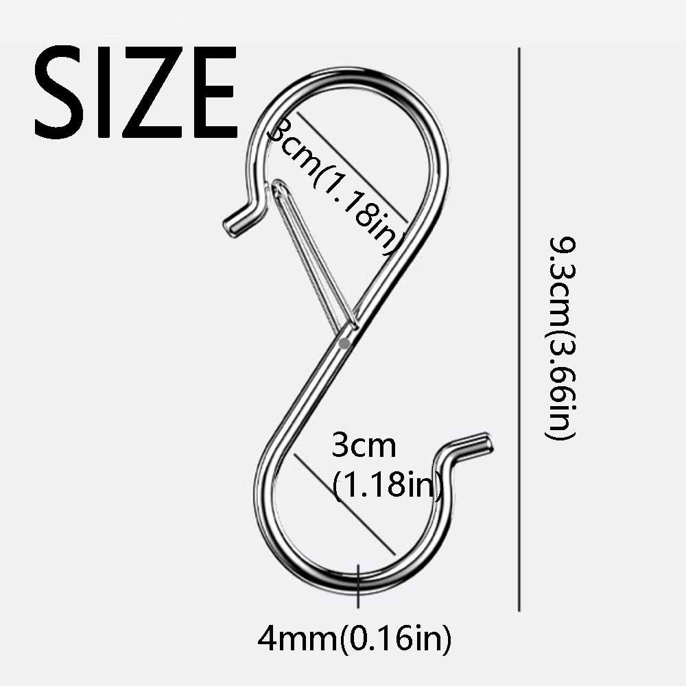 10Pcs S-Shape Balcony Clothes Hanger Spring Clasp Stainless Steel Kitchen Pot Rack Hooks Thickened Windproof