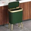 12L Press Type Waste Bin Nordic Trash Can with High Legs Narrow Slit Waste Basket with Lid Kitchen Bedroom Toilet Garbage Bins