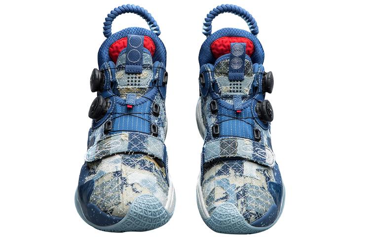 Li Ning WOW 8 Амортизация Момент Устойчивость к Скольжению Износостойкость Средняя Высота Баскетбольные Кроссовки Мужские Черно-Синие ABEP001-6
