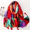 Cotton Ethnic Style Yarn Shawl Breathable Square Hijab Scarf Sweet Big Pattern Headscarf  Summer