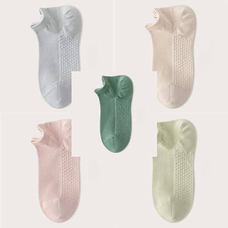 5 пар мягких женских однотонных носков до щиколотки, дышащих, впитывающих пот, удобных хлопковых коротких спортивных носков, высококачественных женских носков