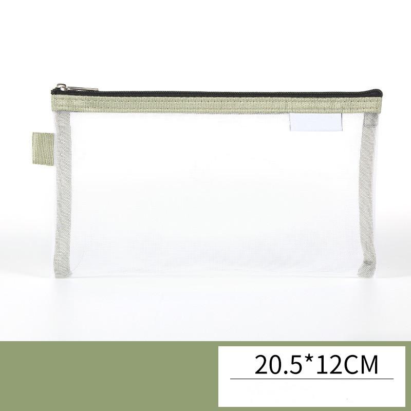 Large Capacity Simple Color Pencil Case Student Exam Series Hand Account Net Yarn Transparent Stationery Storage Supplies Bag