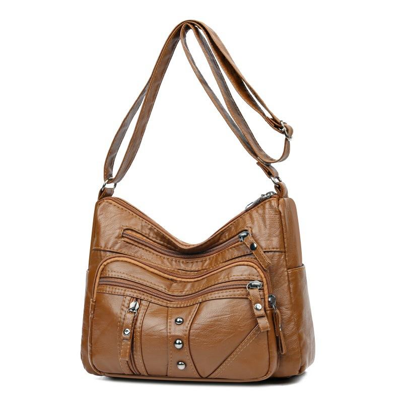 Мягкая кожаная сумка, женская сумка для матери среднего возраста, большая вместительная сумка через плечо через плечо