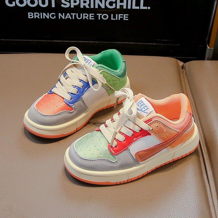 Модные цветные массивные кроссовки для детей весна-осень толстая подошва кроссовки для мальчиков и девочек спортивные кроссовки трендовые детские кроссовки