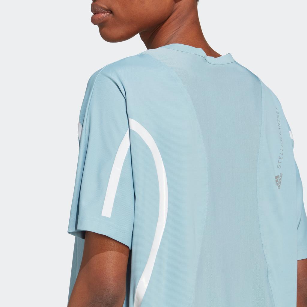 adidas Спортивная футболка X Stella McCartney с круглым вырезом и короткими рукавами, женские топы, серо-синяя IC6015