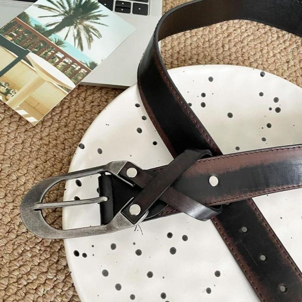 Pu Leather Cross Waist Belt Y2k Dress Jeans Belt Heavy-Duty Women's Belt Streetwear