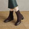 Krazing Pot Cow Suede Nubuck Autumn Winter Shoes Thick Heels Size 42 Square Toe Zipper Vintage Ankle Boots