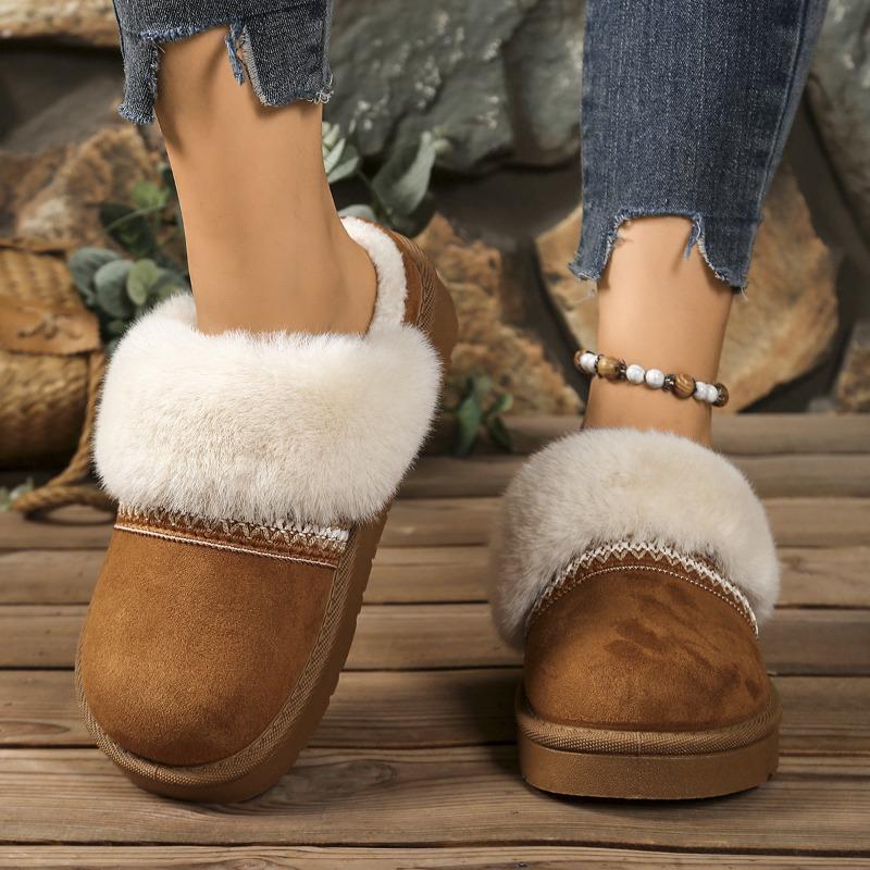 The New Style of Shoes Features Thick-soled Snow Boots with Fleece Toe Caps and Women's Thickened Warm Cotton Shoes