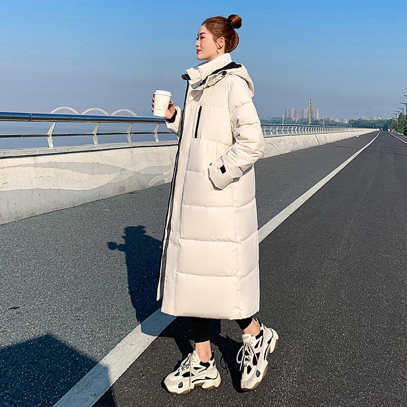 Autumn Winter Thicken Female Warm Long Parka Women Solid Color Loose Big Pocket Hooded Coat Jackets Outwear