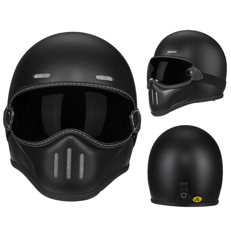 Carbon Fiber Retro Full Face Motorcycle Helmet Men Women Vintage Pig Nose Style Small Shell Cruiser Harley