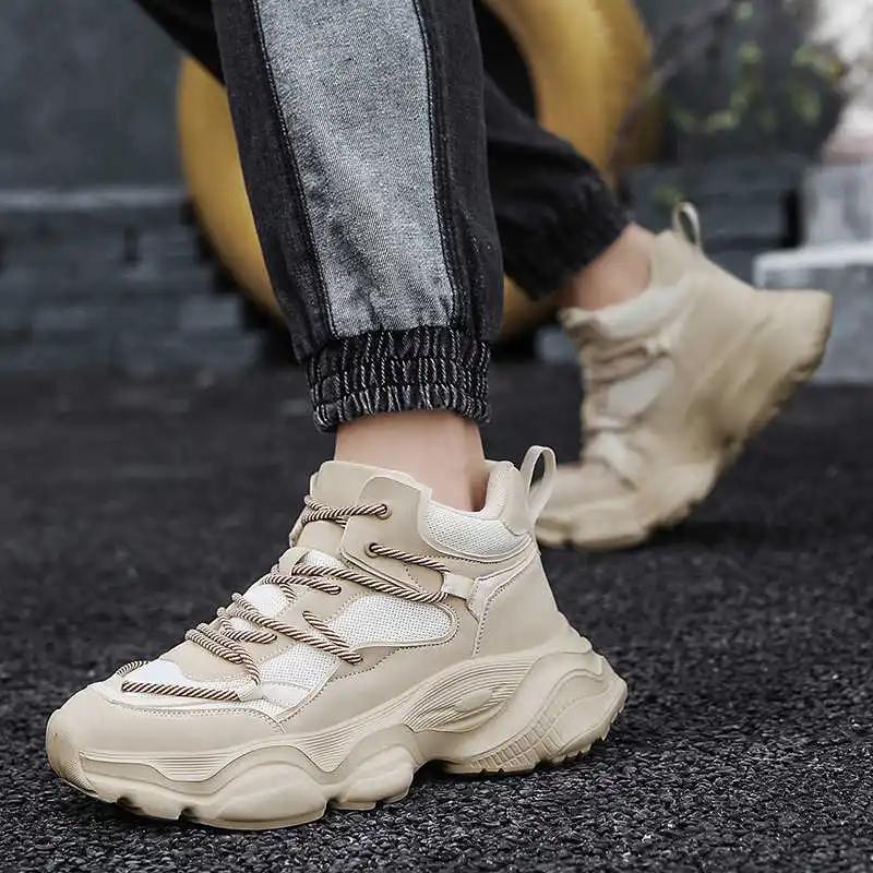Fashion Appearance Increases Hip Hop Beige Men's Sneakers Casual Luxury Brand Shoes For Men Tennis Boot For Men Sports Runings