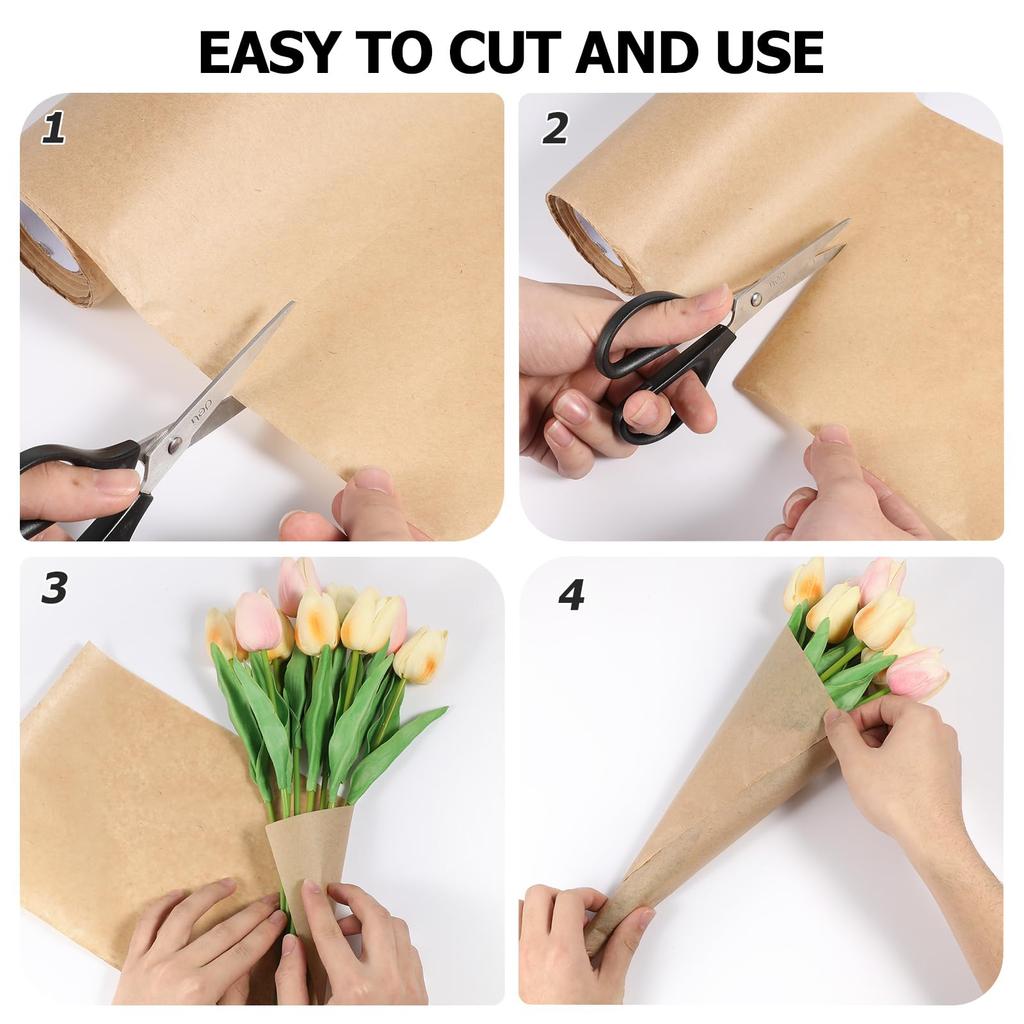 EXCEART Крафт-бумага Упаковочная бумага Цветочная бумага Коричневая упаковочная бумага Рулон упаковочной бумаги Бумага для рукоделия Коммерческое использование Цветы для рукоделия 1 рулон