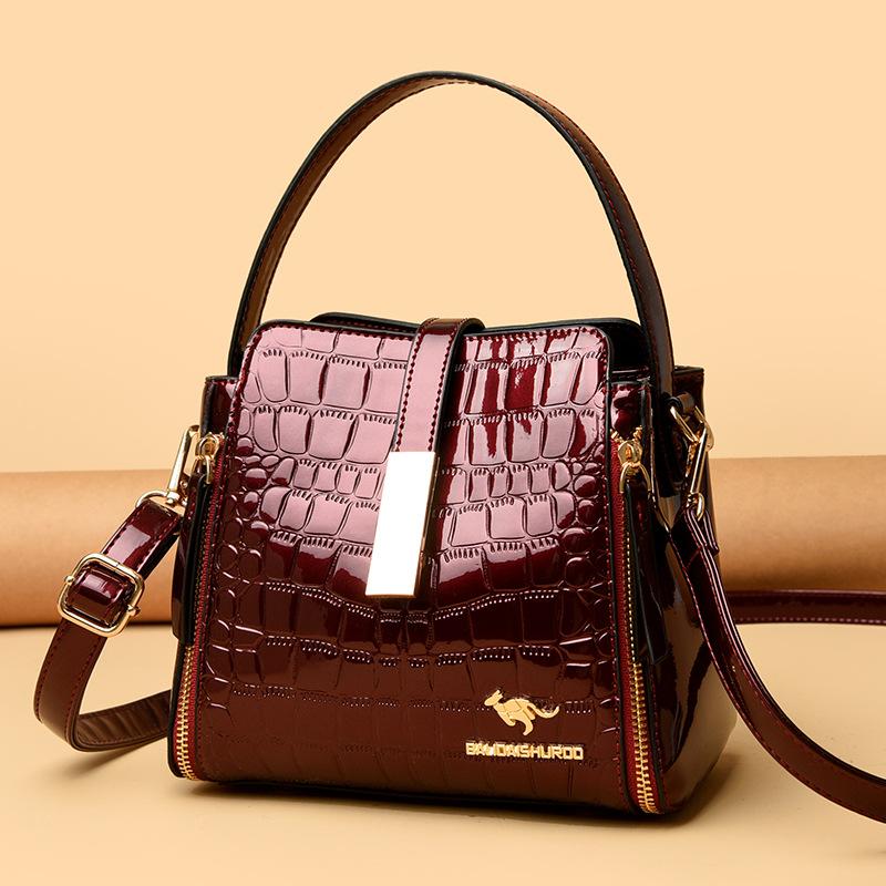 Женская сумка из крокодиловой лакированной кожи, ПУ, женская сумка среднего возраста, одно плечо, сумка-тоут через плечо для матери