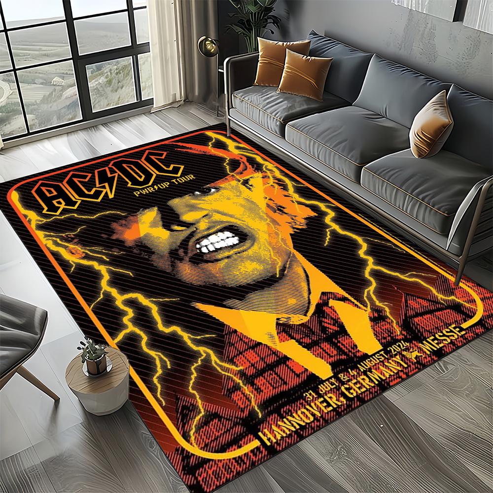 3D AC-DC-Rock Band Мультяшный Ковер Большой, Ковер для Гостиной Спальни Дивана Прихожей Декор, Детский Нескользящий Коврик