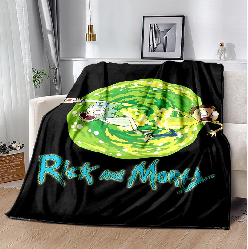 Rick Morty Flannel Blanket Soft Warm All-Season Throw, Design for Camping, Car Travel, Hiking Sofa, Bed, Office Perfect Gift for Parties