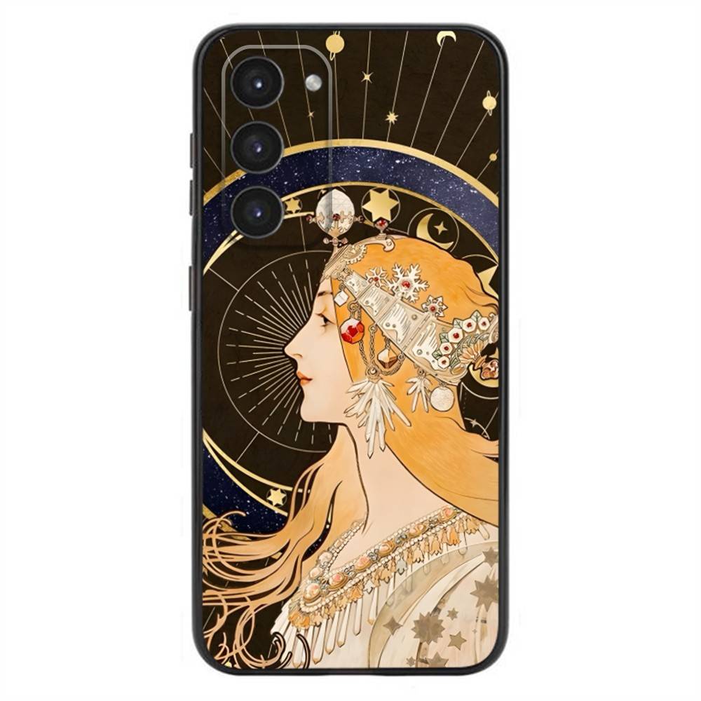Винтажный чехол для телефона Альфонса Мухи для Samsung Galaxy A20, 21s, 22, 31, 32, 52, 53, 72, 73, 80, 91, мягкий черный чехол из жидкого силикона