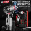 16V Brushless Cordless Impact Screwdriver 144Nm Torque Rechargeable Electric Drill Set with S2 Steel Bits Tool Case DIY Repair
