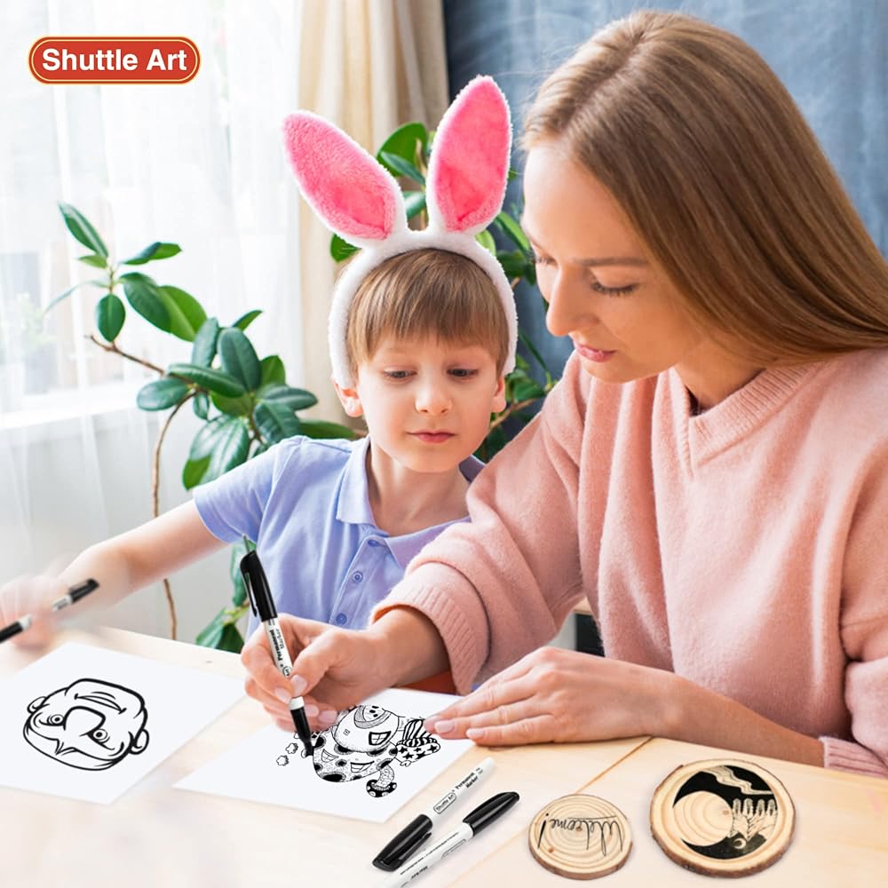 Shuttle Art Marker Pens, Art Markers, Black, 100-Pack, Quick-Drying, Water-Resistant, for