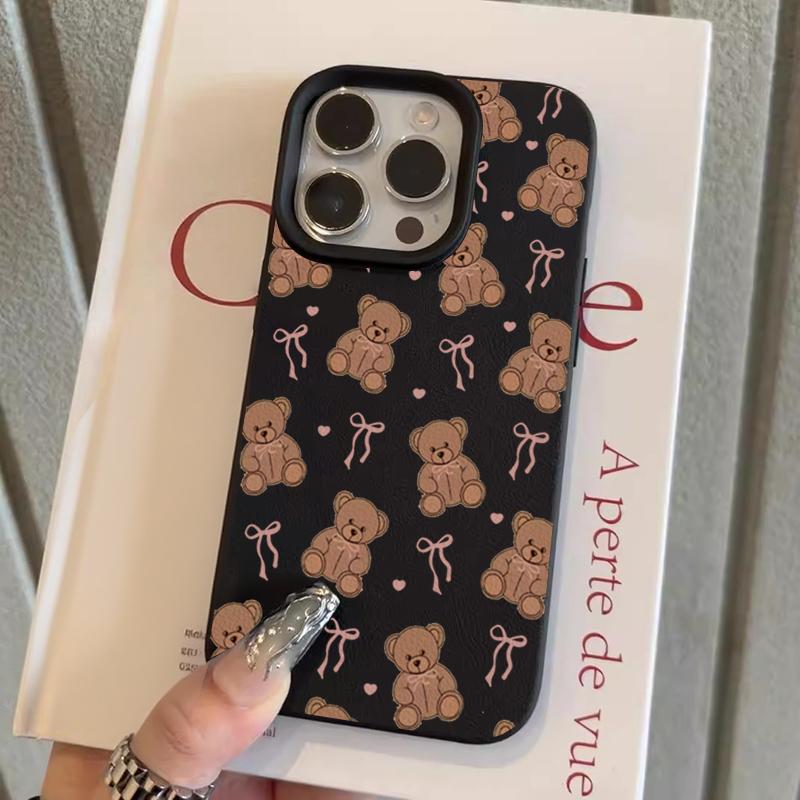 Дизайн с рисунком медведя и банта Чехол для телефона Для iPhone 17 16 15 14 13 12 11 Pro Max XS XR 16E 15 Plus 17 Air 17 Pro Мягкий чехол