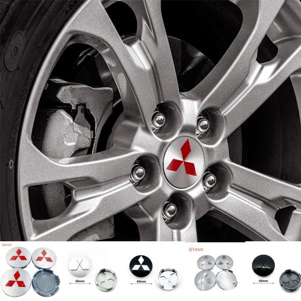 vdpc7 4PCS 58/60/81mm Car Wheel Covers Rims Center Hubcap Emblem For Mitsubishi Ralliart Lancer Cordia Pajero Outlander L200 EVO Colt