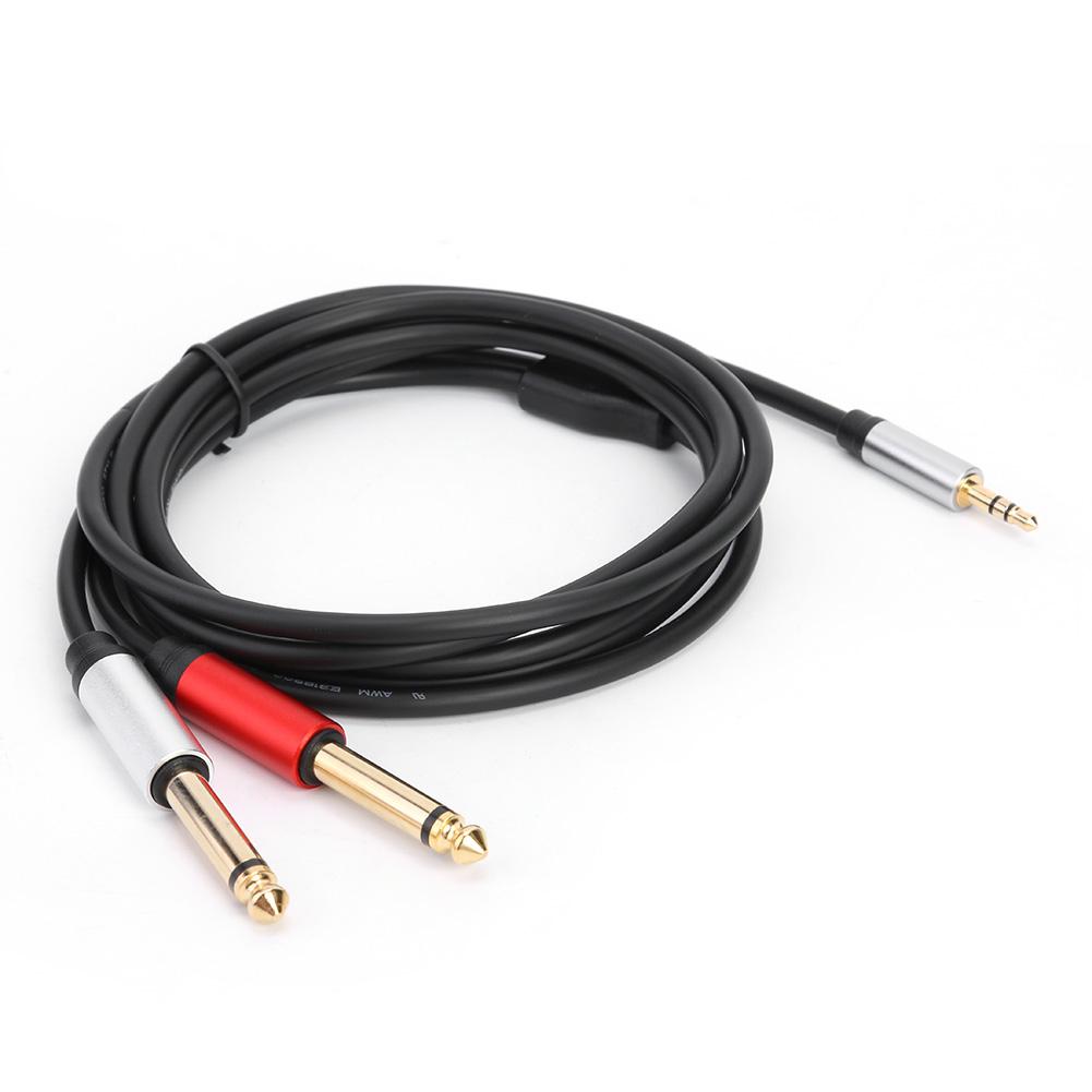 1.8M Hifi Audio Cable Mini Jack 3.5mm to Dual 6.35mm for PC Headphone Mixing Console3.5 to 2 Jack 6.5 Mono Adapter CableGood product