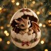 Holiday Gift for Dragon Lovers Baby And Egg Christmas Ornament, 2D Flat Acrylic Tree Hanging Novelty Pendant Decoration, Fantasy Xmas Tree, Home Party