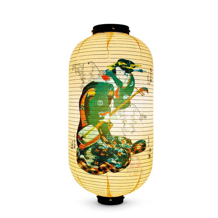 Japanese Style Geisha Pattern Lantern Waterproof Cloth Ukiyo-e Cuisine Restaurant Izakaya Decor Lantern Festival Party Decor