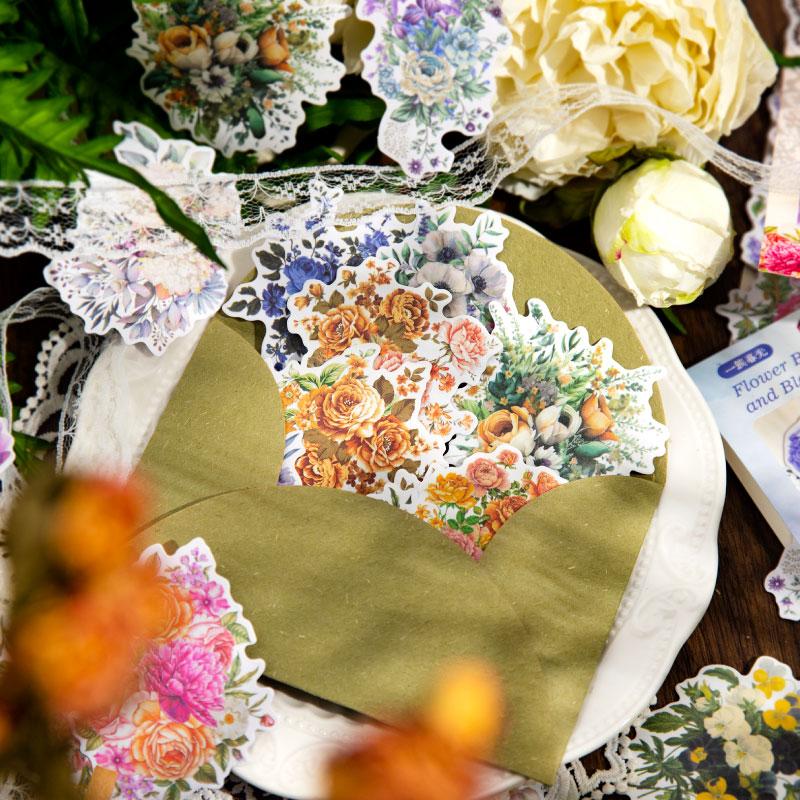 20 pcs Flower Sticker Literature Art Decorative Scrapbooking Diy Diary Album Creativity hand made Collage material